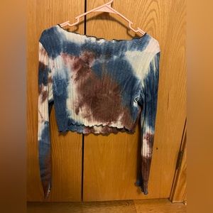 Tie Dye lettuce trim cropped long sleeve